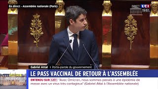 Le pass vaccinal de retour à lassemblée [upl. by Notsyrb921]