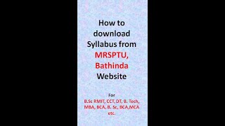 MRSPTU Syllabus Downloadshots [upl. by Lered123]