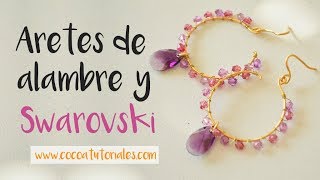 Cómo hacer aretes de alambre con Swarovski muy fáciles 87 [upl. by Kcirddes395]