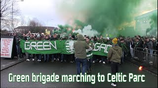 The Green Brigade marching to Celtic Park [upl. by Ibot]