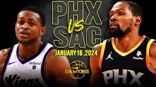 Phoenix Suns vs Sacramento Kings Full Game Highlights  January 16 2024  FreeDawkins [upl. by Harpole]