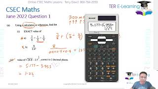 CSEC Maths  May 2022 Solutions Terry David [upl. by Arica]