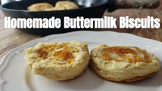 Homemade Buttermilk Biscuits Recipe in Cast Iron [upl. by Zeidman290]