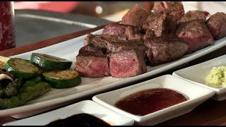 Teppanyaki Steak Recipe Morgan Ranch American Wagyu [upl. by Eidnak421]