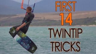 First 14 Tricks for Kiteboarders hooked in twintip light wind skills [upl. by Shanie]