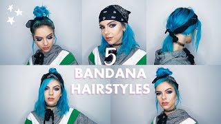 5 EASY BANDANA HAIRSTYLES FOR SHORT HAIR [upl. by Aritak]