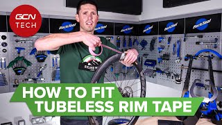 How To Fit Tubeless Rim Tape  GCN Tech Monday Maintenance [upl. by Dnomzed708]