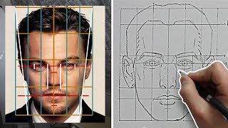 How to Draw FACES with ACCURATE PROPORTIONS amp FEATURES Front View  Tutorial [upl. by Nehgam899]