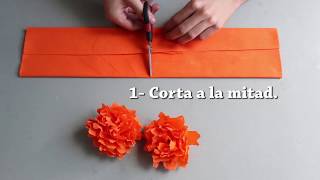 Cómo hacer una flor de cempasúchil de papel crepé [upl. by Yrffoeg951]