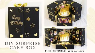 Surprise Cake Box  Cake Box With Drawer  How To Make Surprise Cake Box At Home Step By Step [upl. by Nirat]