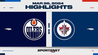 NHL Highlights  Oilers vs Jets  March 26 2024 [upl. by Dnomsed802]