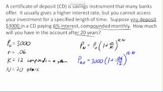 Compound interest CD example [upl. by Bithia]