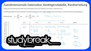 Zweidimensionale Datensätze Kontingenztabelle Randverteilung  Statistik [upl. by Johnstone215]