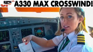 Landing AER LINGUS A330 with MAXIMUM CROSSWIND  Cockpit Views [upl. by Nelyaw774]