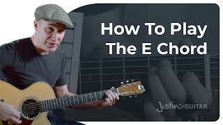 How to Play the E Chord  Guitar for Beginners [upl. by Amsirak]