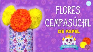 Como hacer Flores de Cempasúchil con Papel china o crepé 🏵  Día de muertos🕯 Partypop DIY🎉 [upl. by Kresic392]