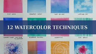 12 WATERCOLOR TECHNIQUES FOR BEGINNERS [upl. by Aihsenyt]