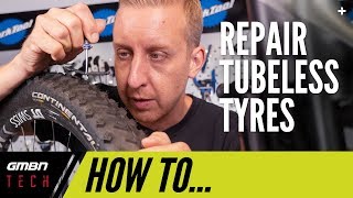 How To Repair Tubeless Tyres  MTB Maintenance [upl. by Enelaehs]