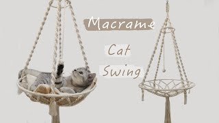 DIY Cat Hammock ｜Macrame Cat Swing ｜Kitty Hanging Bed [upl. by Ellennej62]