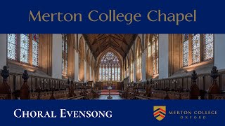 Choral Evensong  Thursday 16 January  from Merton College Chapel Oxford [upl. by Wylma951]