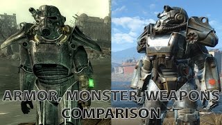 Fallout 3 vs Fallout 4 Comparison Armor Monsters Weapons [upl. by Romano]