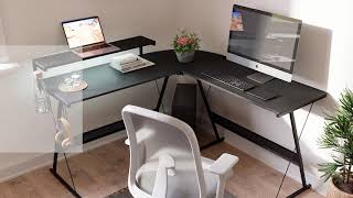 Bestier 2Piece LShaped Home Office Desk Assembly Tutorial [upl. by Goddard]