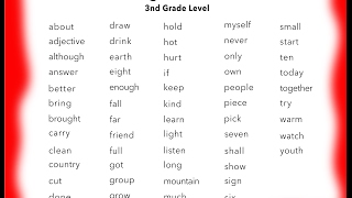 Learn 3rd grade English Sight Words  You Tube [upl. by Aehsa]