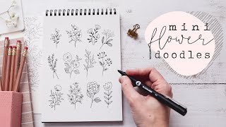 Mini Floral Doodles  Learn To Draw Simple Flowers [upl. by Enyt]