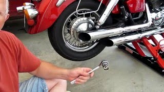 Honda Shadow VT750 ACE  Remove and Replace Rear Wheel  Chain Drive [upl. by Dunston]