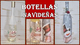 BOTELLAS DECORADAS NAVIDEÑAS  REUTILIZAR BOTELLAS DE CRISTAL [upl. by Fruma]