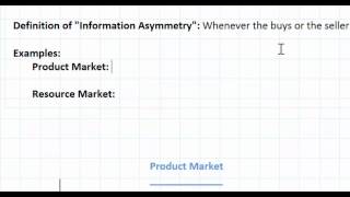 Asymmetric Information as a Market Failure  part 1 [upl. by Terence]