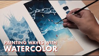 WATERCOLOR TUTORIAL  How to Paint Waves [upl. by Ambrosio]