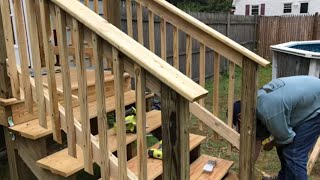 How To Add a Railing to a Stairway Easy DIY Project [upl. by Little]