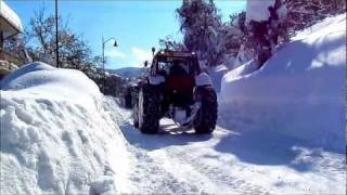 Spazzaneve di montagna snowplowing on the road tractor on board trattori nella neve Snowplow [upl. by Tisbe]