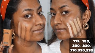 Maybelline Fit Me Foundation swatches on DuskyDeep Skintone  115128220230310330335 [upl. by Adnolahs]