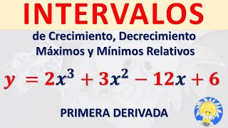 Cómo hallar INTERVALOS DE CRECIMIENTO Decrecimiento Maximos y Minimos Relativos limites [upl. by Puritan]