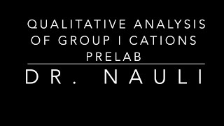 Qualitative Analysis of Group I Cations [upl. by Kingdon]