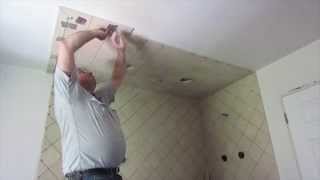 How to install tile on a ceiling [upl. by Ardnauq]