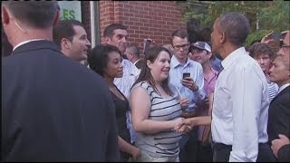 President Obama Takes a Surprise Stroll in Downtown Denver [upl. by Woodcock262]