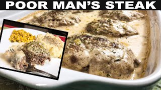 POOR MANS STEAK RECIPE  Easy Recipe Using Ground Beef [upl. by Bremer]