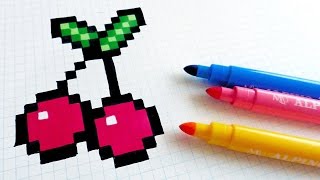 Handmade Pixel Art  How To Draw Cherries pixelart [upl. by Leroj499]