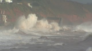 British flooding causes sea wall to collapse in Dawlish [upl. by Calista]