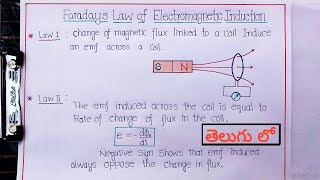 Faradays law of Electro magnetic induction Detailed Explanation in Telugu Class 12 [upl. by Arriaet]