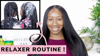 RELAXER ROUTINE HOW I RELAX MY HAIR  RELAXED HAIR [upl. by Irtimid]