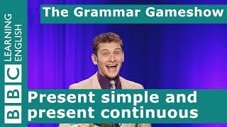 Present Simple and Present Continuous The Grammar Gameshow Episode 1 [upl. by Kimberlyn]