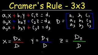 Cramers Rule  3x3 Linear System [upl. by Arrak311]