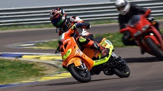 Piaggio ZIP SP 70cc Malossi  Flatout track action battle amp on board [upl. by Aziaf]