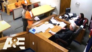 Court Cam Judge PINS ANGRY Defendant Destroying Courtroom  AampE [upl. by Akinej167]