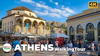 Athens Greece Walking Tour  4K  with Captions amp Binaural Audio [upl. by Jarietta955]