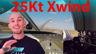 MAX X WIND Landing 25 Knot Crosswind  Piper Warrior HOW TO [upl. by Inobe]